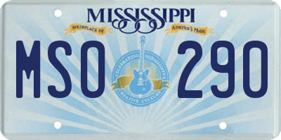 MS license plate MSO290