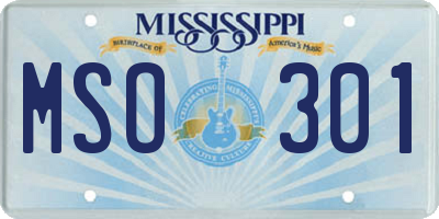 MS license plate MSO301