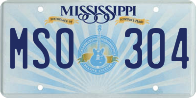 MS license plate MSO304