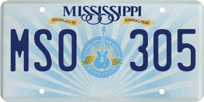 MS license plate MSO305