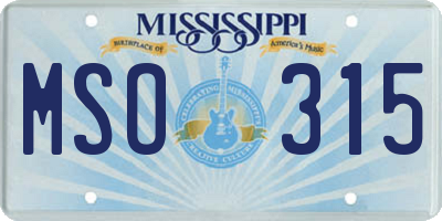 MS license plate MSO315