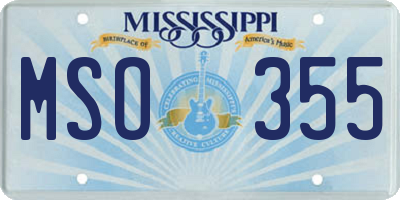 MS license plate MSO355
