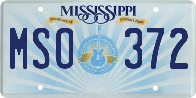 MS license plate MSO372