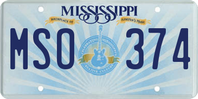 MS license plate MSO374