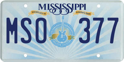 MS license plate MSO377