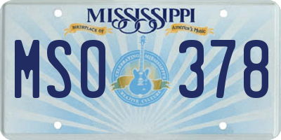 MS license plate MSO378