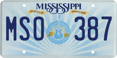 MS license plate MSO387