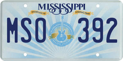 MS license plate MSO392