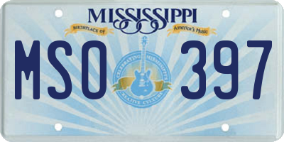 MS license plate MSO397