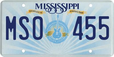 MS license plate MSO455