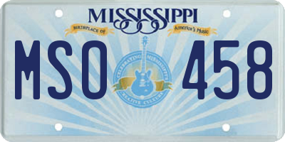 MS license plate MSO458