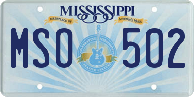 MS license plate MSO502
