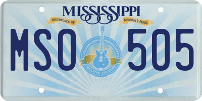 MS license plate MSO505