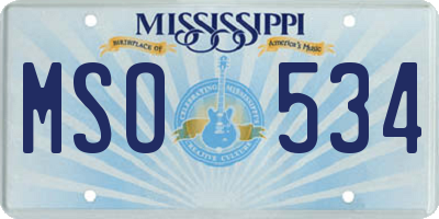 MS license plate MSO534