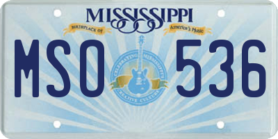 MS license plate MSO536