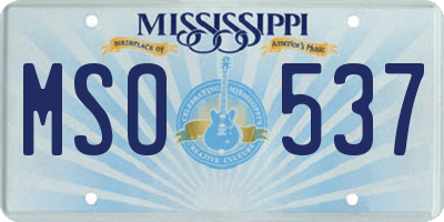MS license plate MSO537