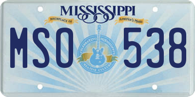 MS license plate MSO538