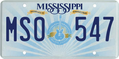 MS license plate MSO547