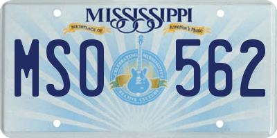 MS license plate MSO562