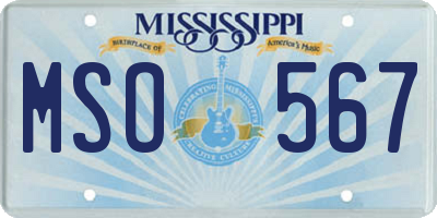MS license plate MSO567