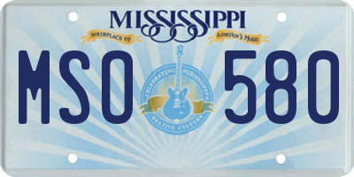 MS license plate MSO580