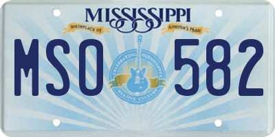 MS license plate MSO582