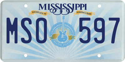 MS license plate MSO597