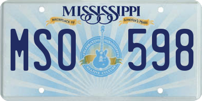 MS license plate MSO598