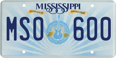 MS license plate MSO600