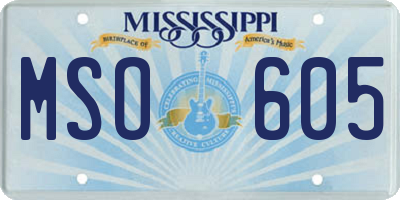 MS license plate MSO605