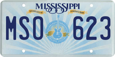 MS license plate MSO623