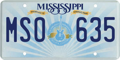 MS license plate MSO635