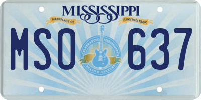 MS license plate MSO637