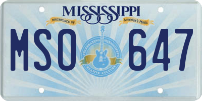 MS license plate MSO647