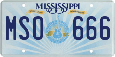 MS license plate MSO666
