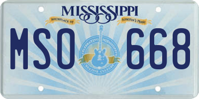 MS license plate MSO668