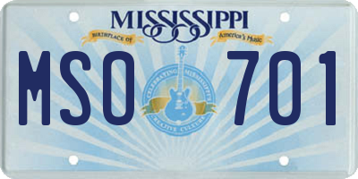 MS license plate MSO701