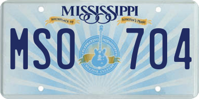 MS license plate MSO704