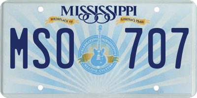MS license plate MSO707