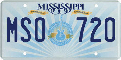 MS license plate MSO720