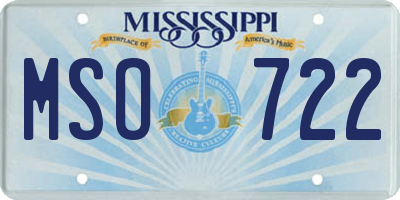 MS license plate MSO722