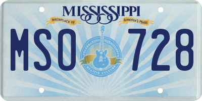 MS license plate MSO728