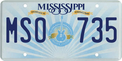MS license plate MSO735