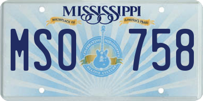 MS license plate MSO758