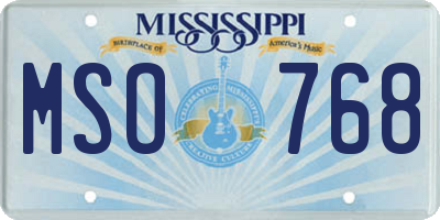 MS license plate MSO768