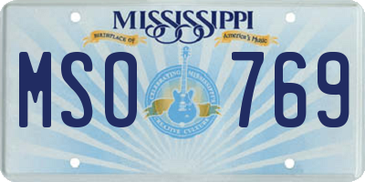 MS license plate MSO769