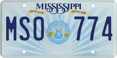 MS license plate MSO774