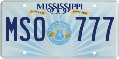 MS license plate MSO777