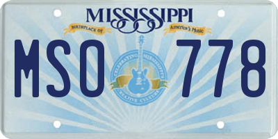 MS license plate MSO778