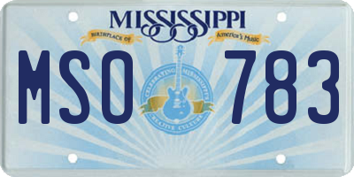 MS license plate MSO783